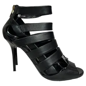 Jimmy Choo Dame Caged Sandals in Black Leather