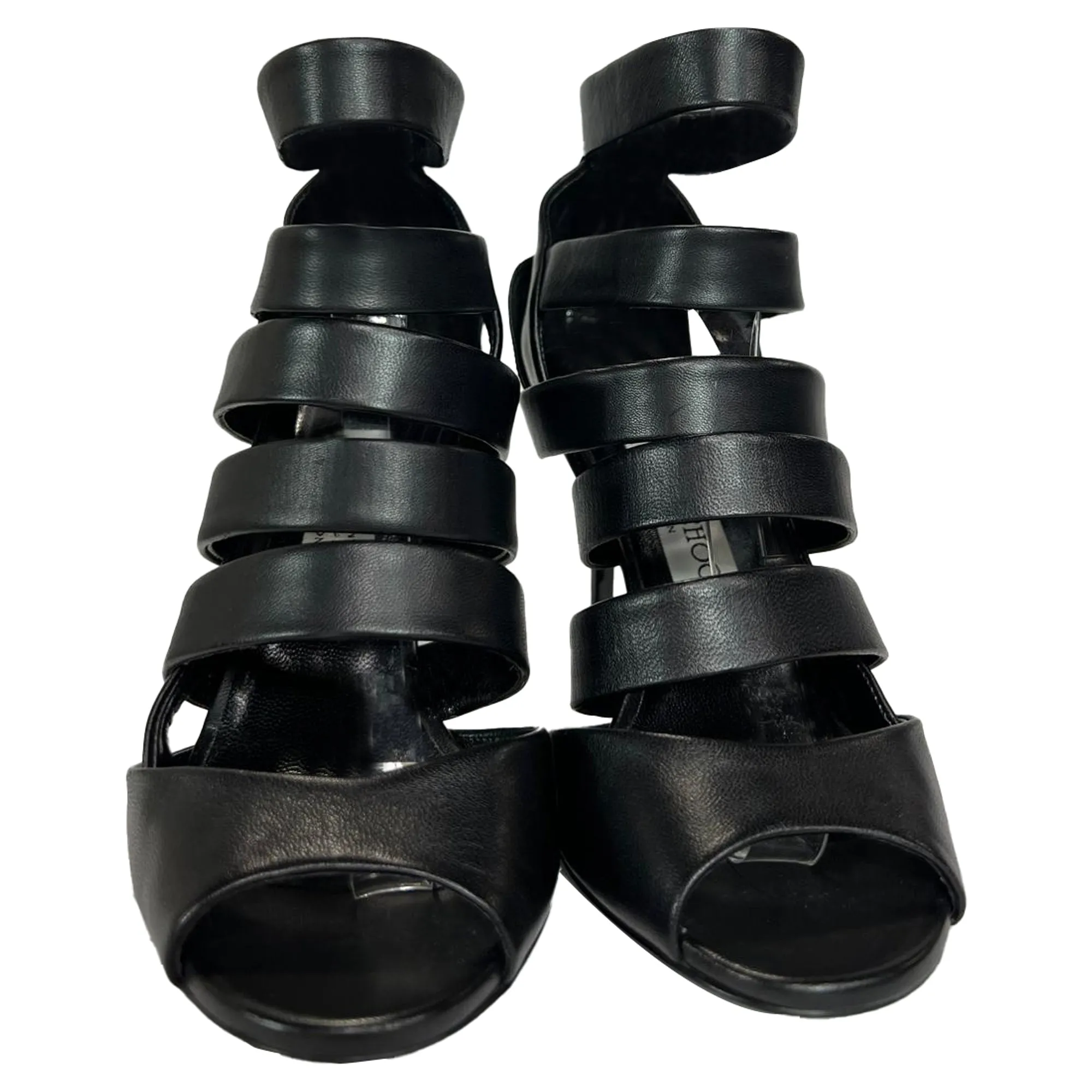 Jimmy Choo Dame Caged Sandals in Black Leather