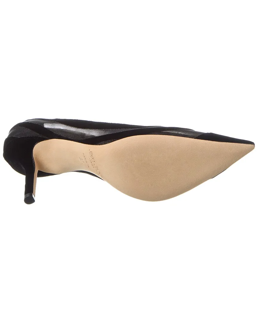 Jimmy Choo Love 85 Flocked Velvet & Mesh Pump