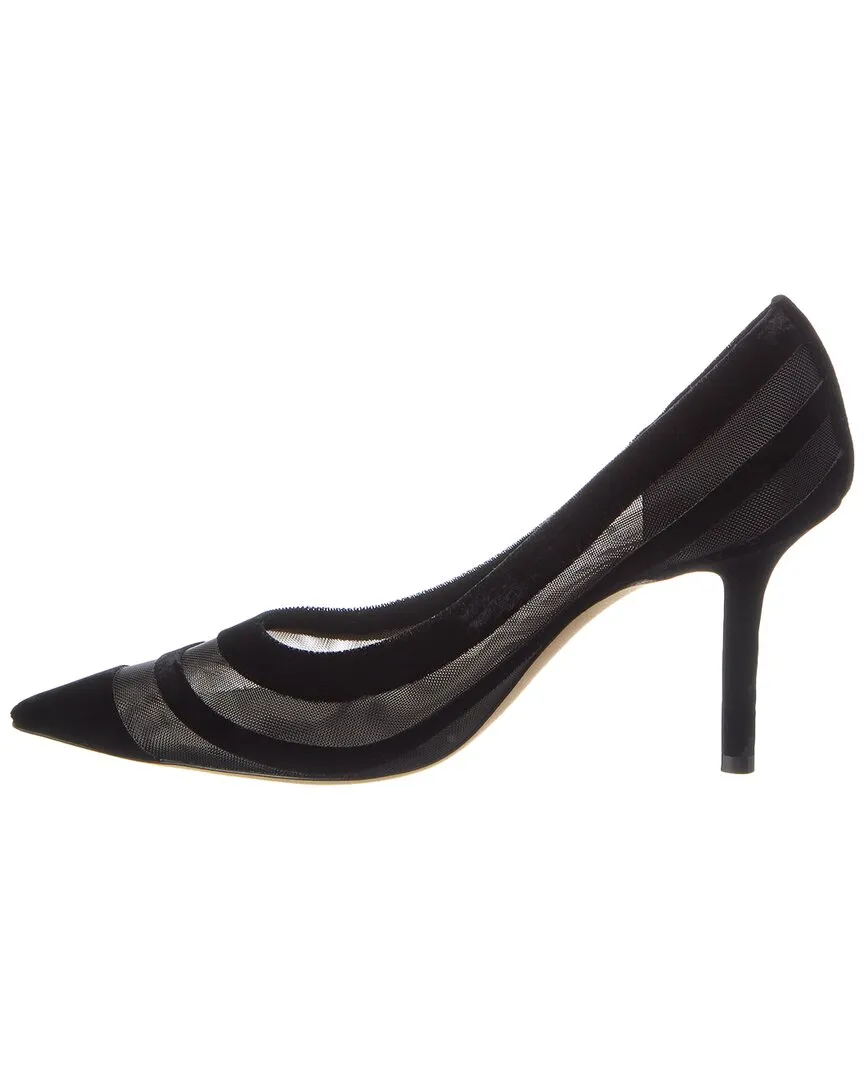 Jimmy Choo Love 85 Flocked Velvet & Mesh Pump