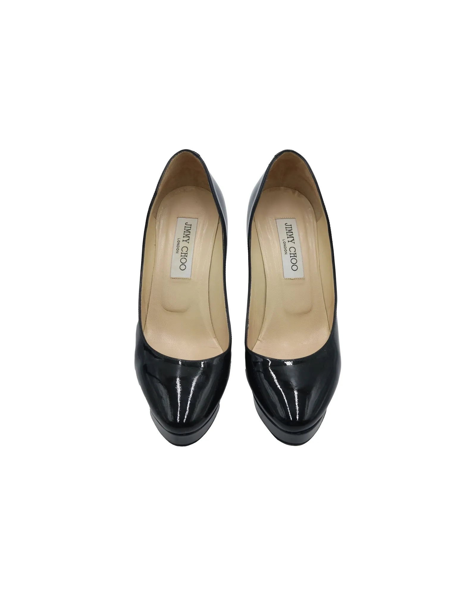 Jimmy Choo Platform Pumps in Black Patent Leather