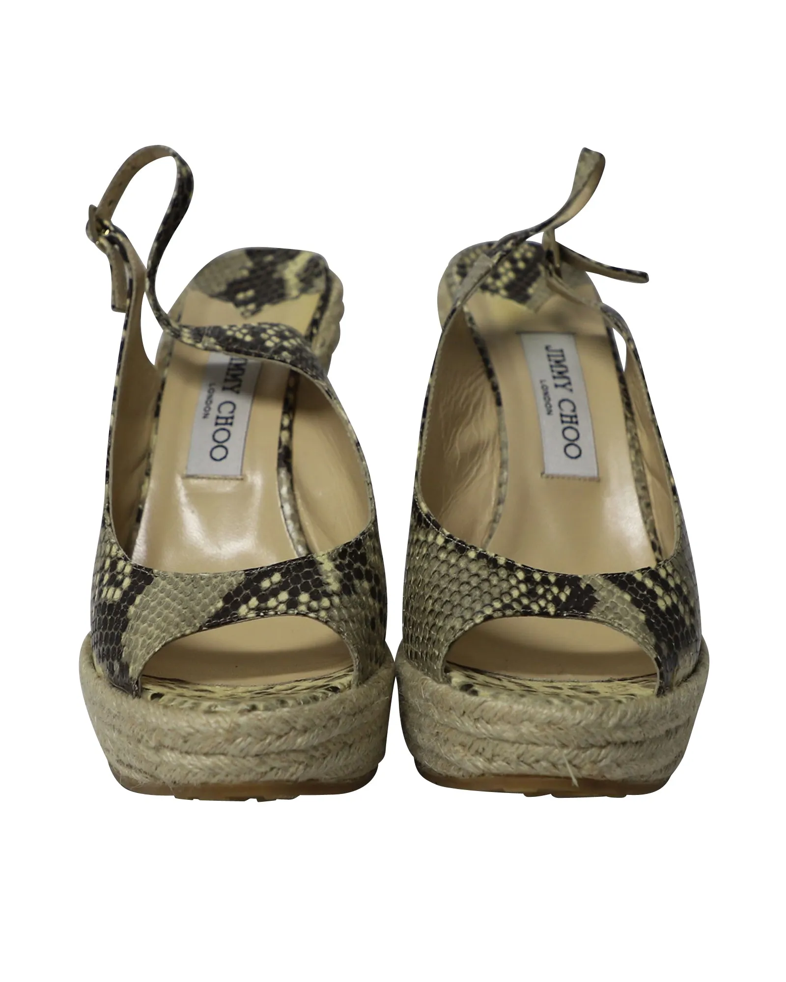 Jimmy Choo Polar Python Print Espadrille Wedges in Multicolor Leather