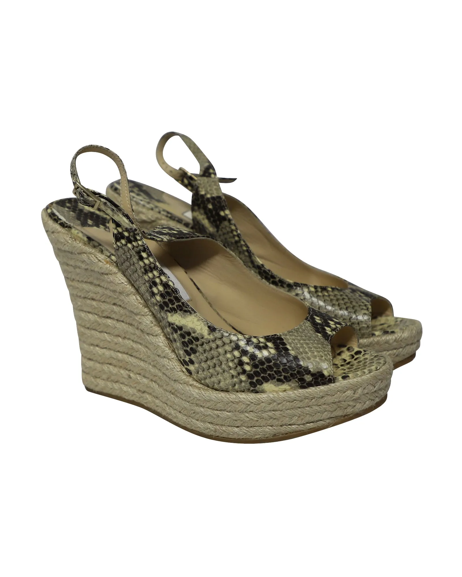 Jimmy Choo Polar Python Print Espadrille Wedges in Multicolor Leather