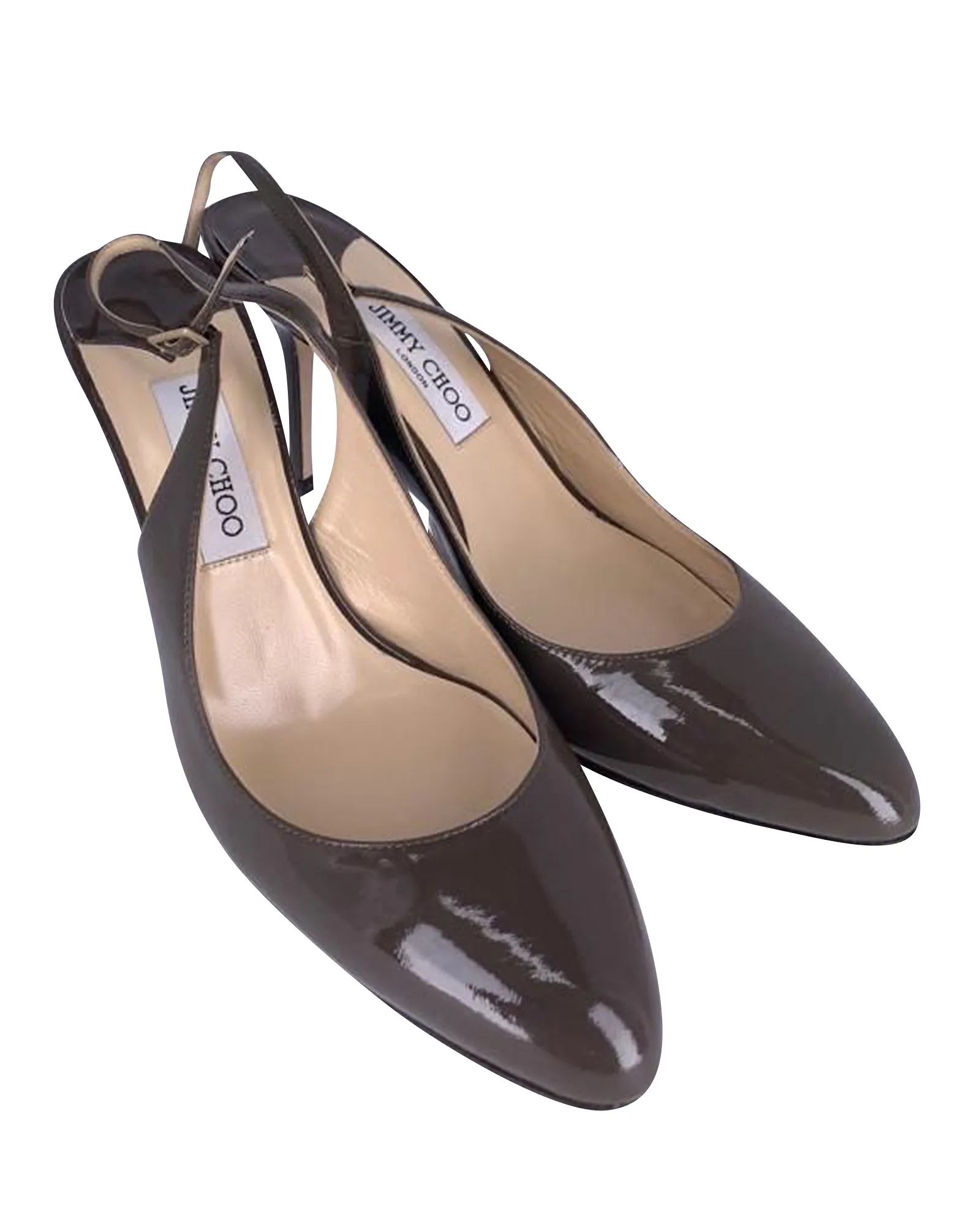 Jimmy Choo Slingback Heels in Brown Leather