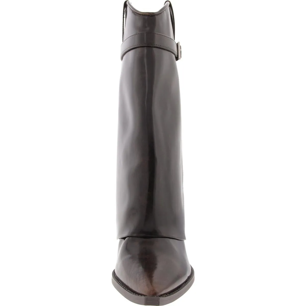 Joe Womens Buckle Faux Leather Wedge Boots