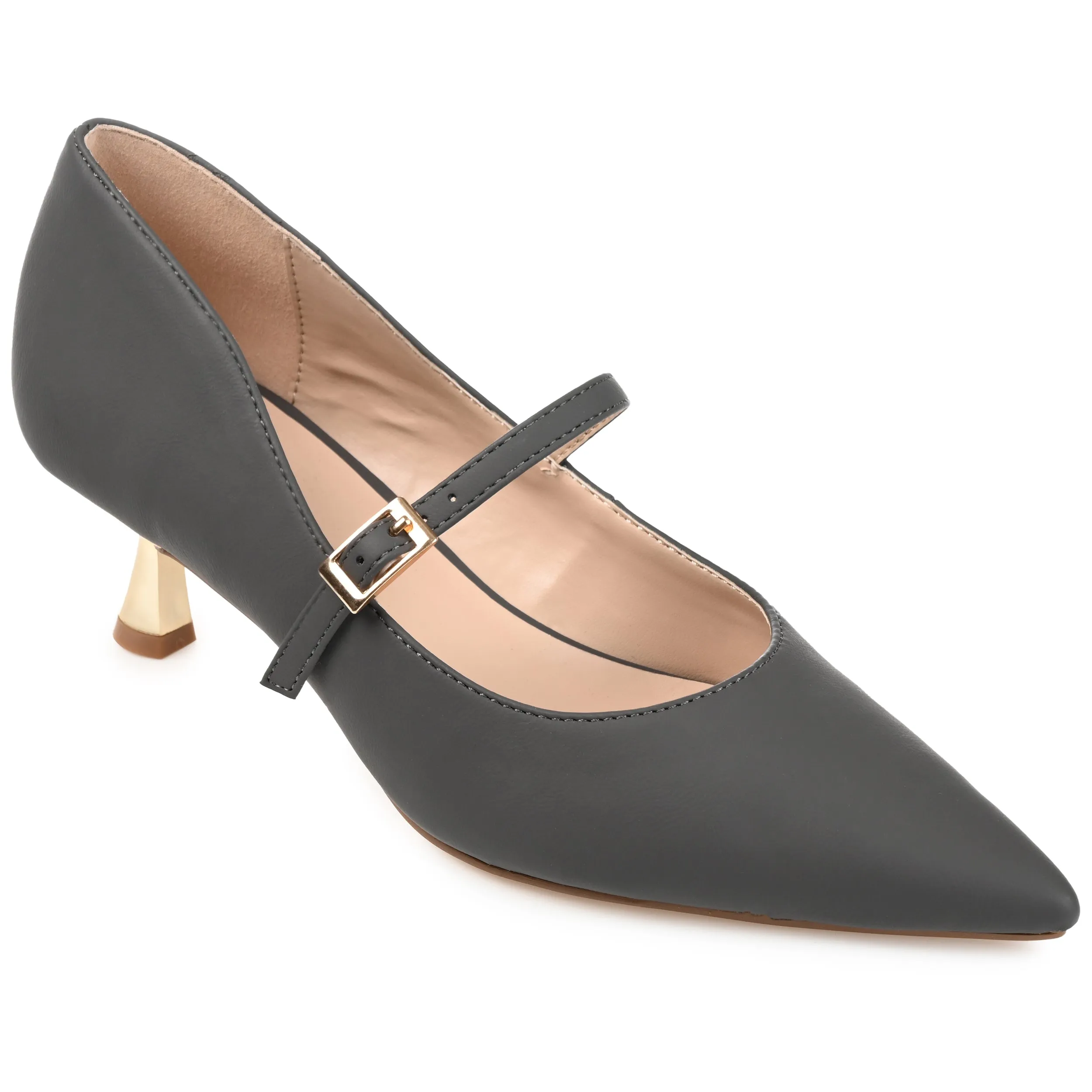 Journee Collection Womens Manza Kitten Heel Mary Jane Pointed Toe Pumps