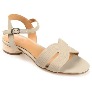 Journee Signature Womens Genuine Leather Starlee Buckle Ankle Strap Sandals