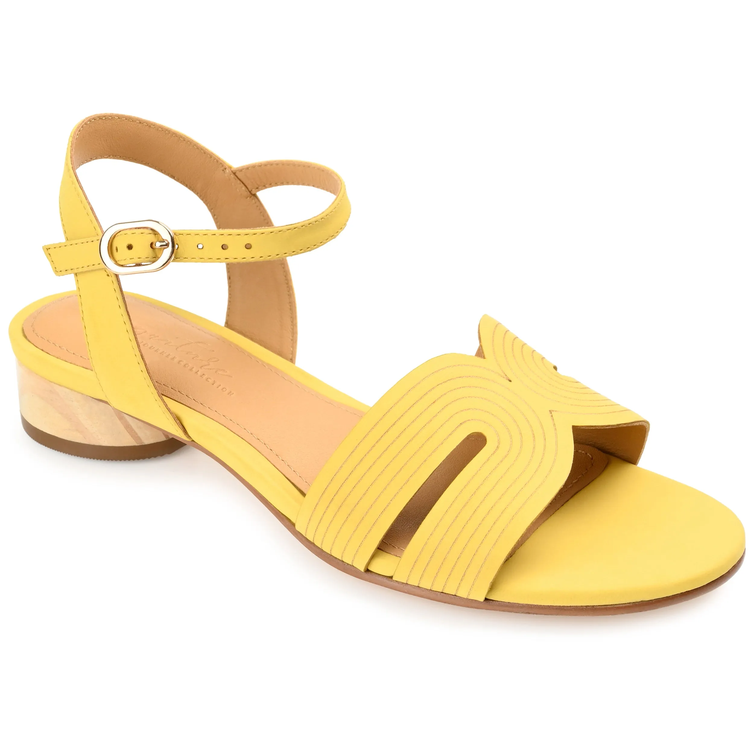 Journee Signature Womens Genuine Leather Starlee Buckle Ankle Strap Sandals