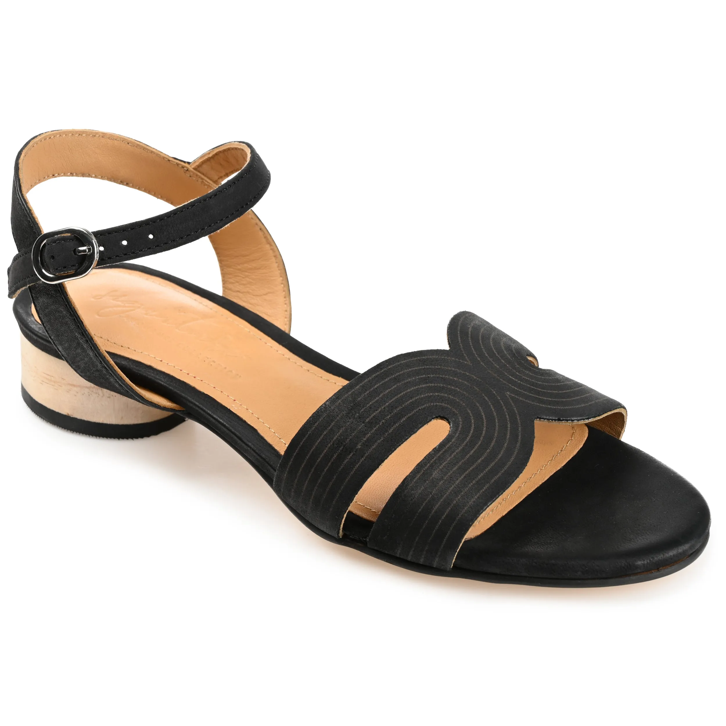 Journee Signature Womens Genuine Leather Starlee Buckle Ankle Strap Sandals