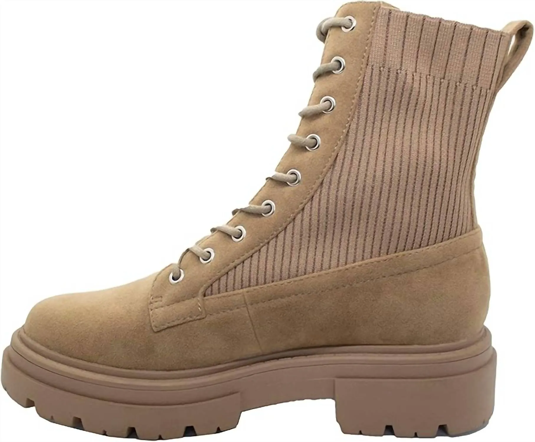 Journey Suede Combat Boots In Light Taupe