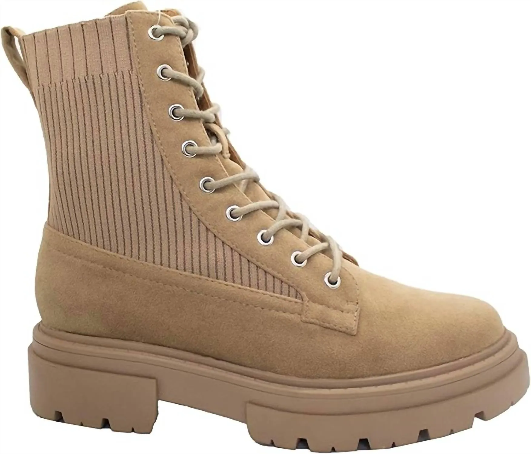Journey Suede Combat Boots In Light Taupe