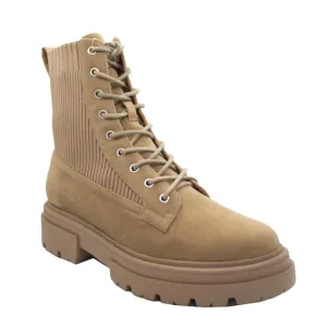 Journey Suede Combat Boots In Light Taupe