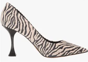 Kamerna-3 Zebra Heeled Pump In Cotton White