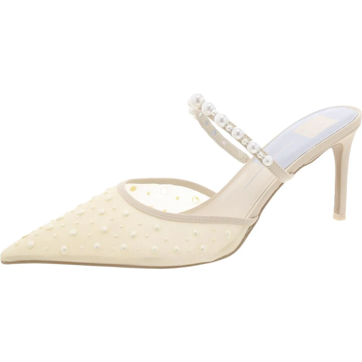 Katik Pearl Womens Embellished Pointed Toe Mules