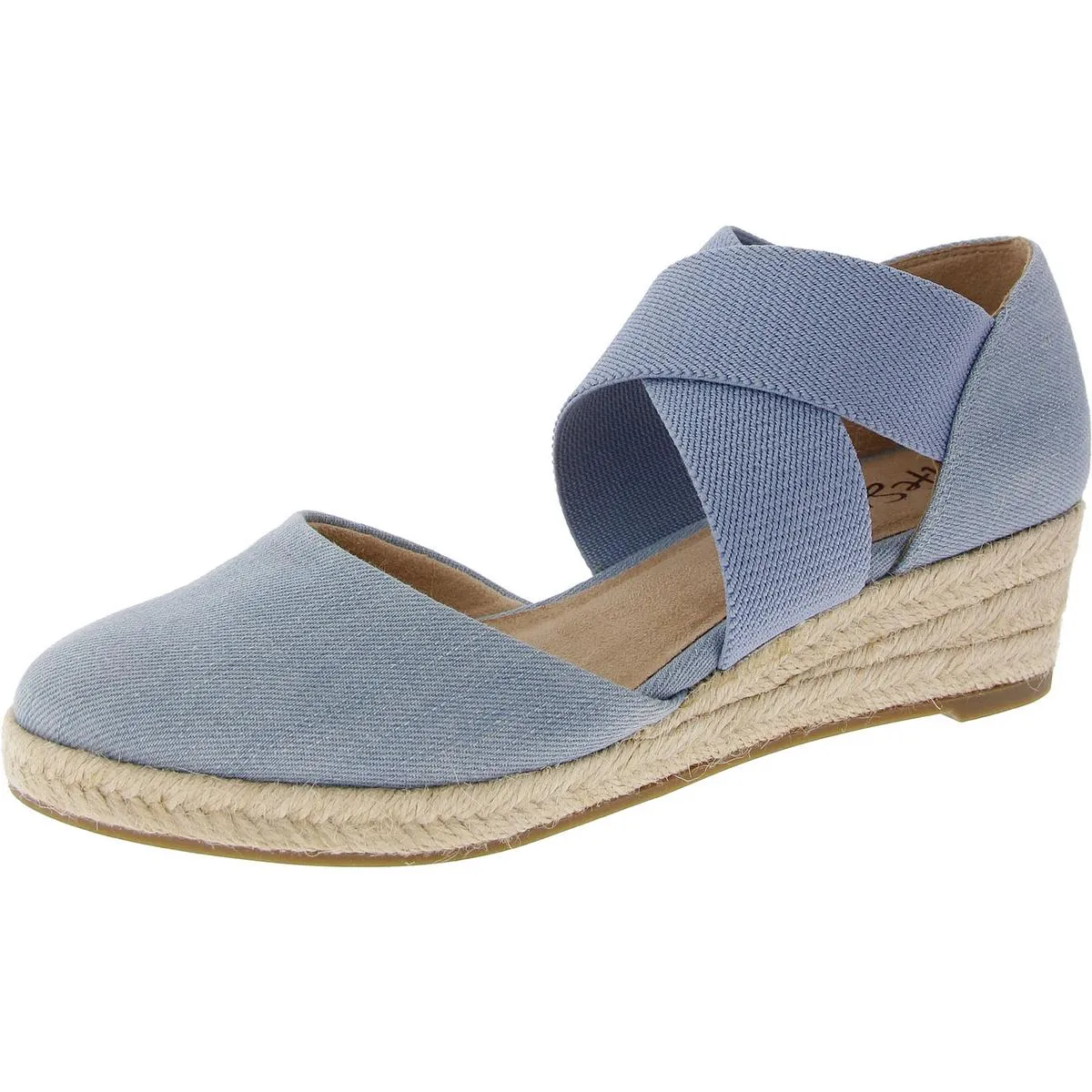 Keaton  Womens Canvas Slip On Wedge Heels