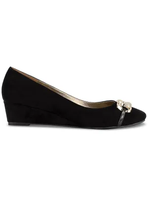 Kellyy Womens Faux Suede Chain Wedge Heels