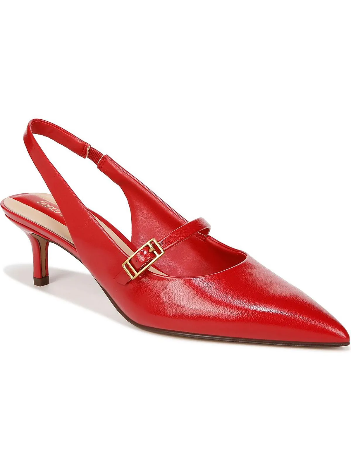 Khloe Womens Leather Pointed Toe Slingback Heels