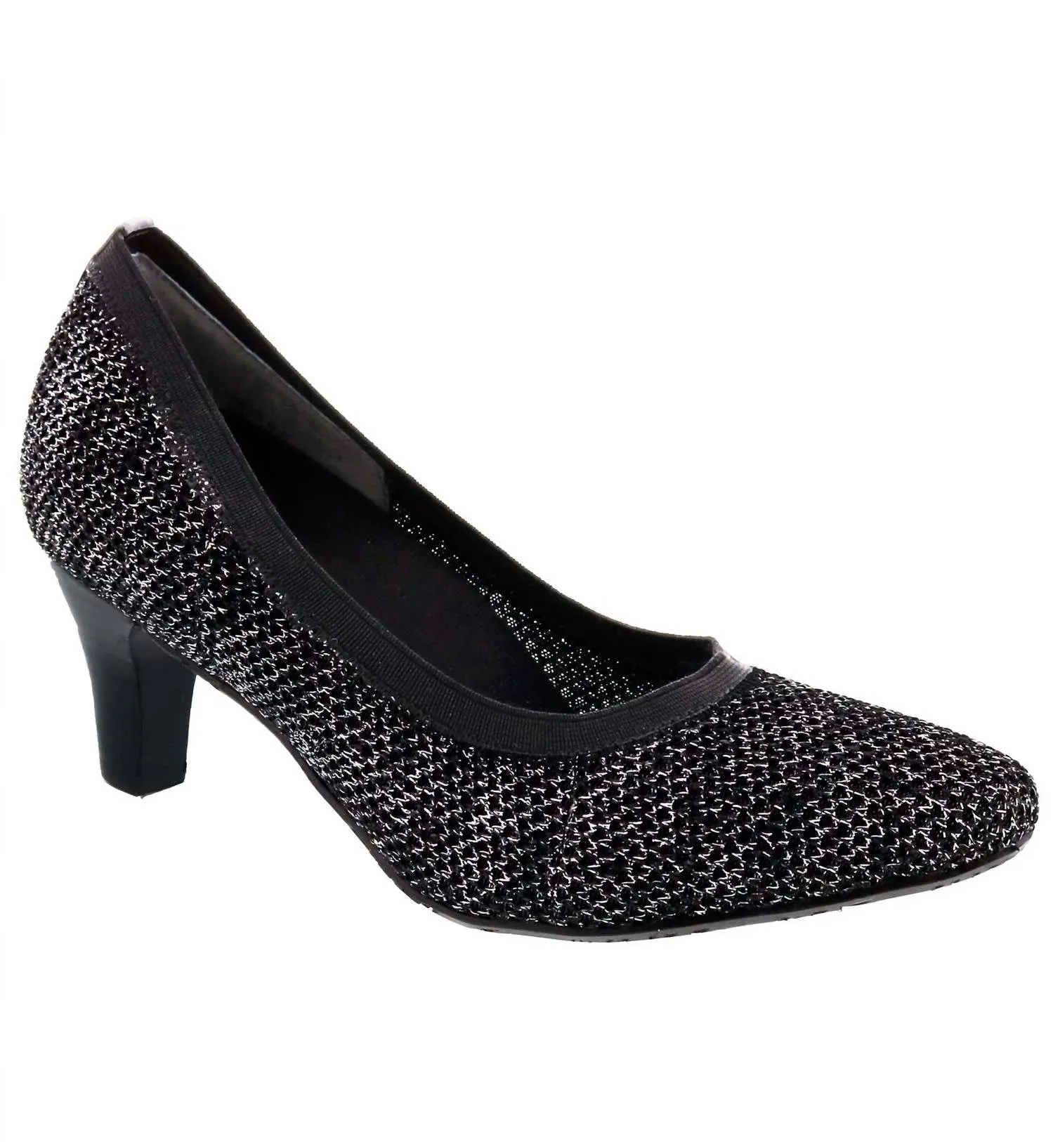 Kitty Dress Shoe - Wide Width In Black Glitter Stretch Fabric