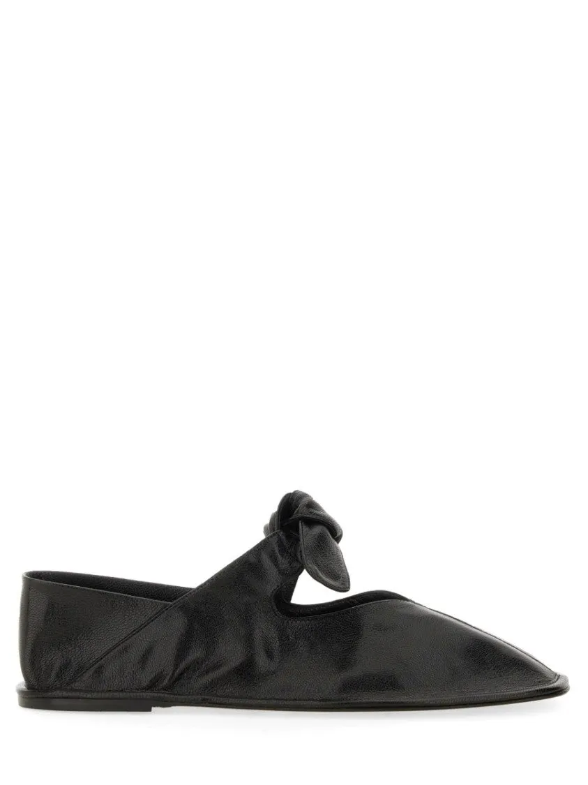 Knotted Black Lambskin Flats
