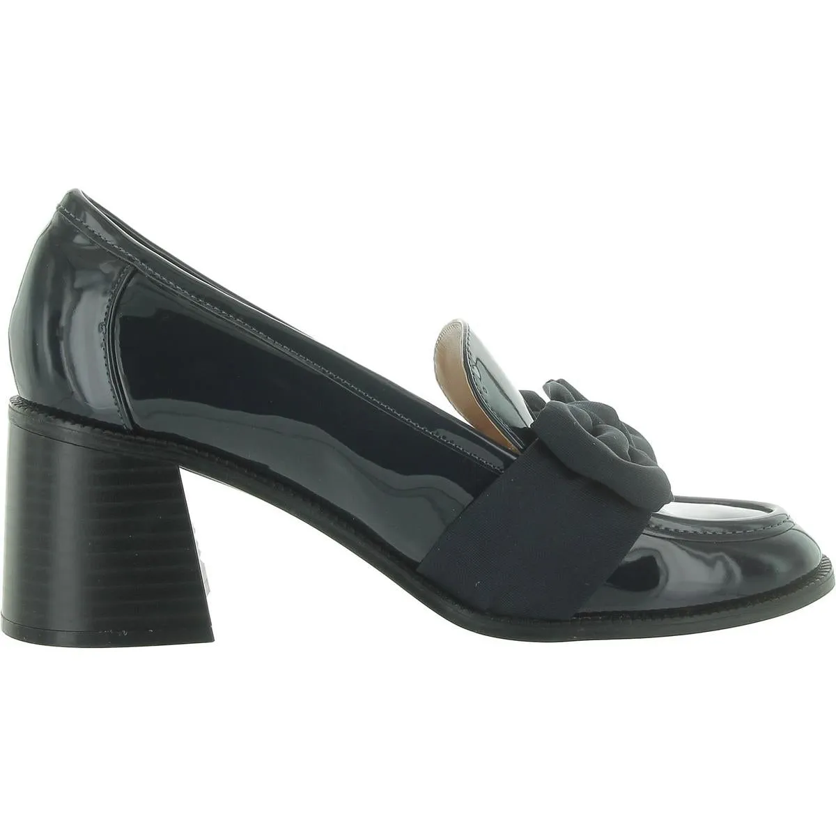 Korrar 3 Womens Patent Block Heel Loafer Heels