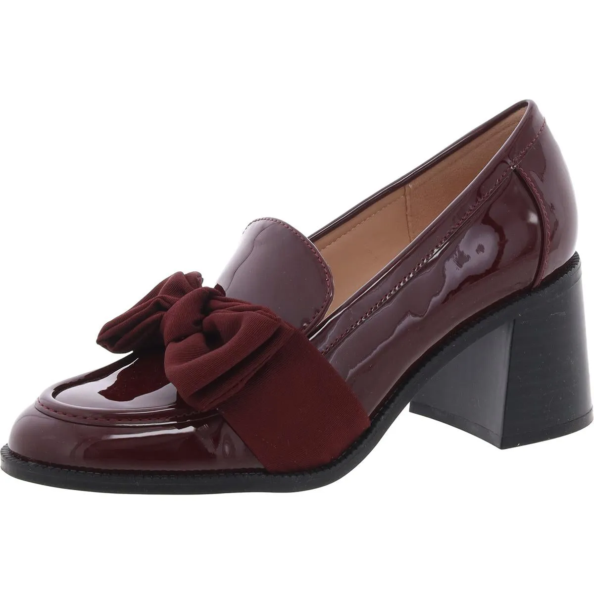 Korrar 3 Womens Patent Block Heel Loafer Heels