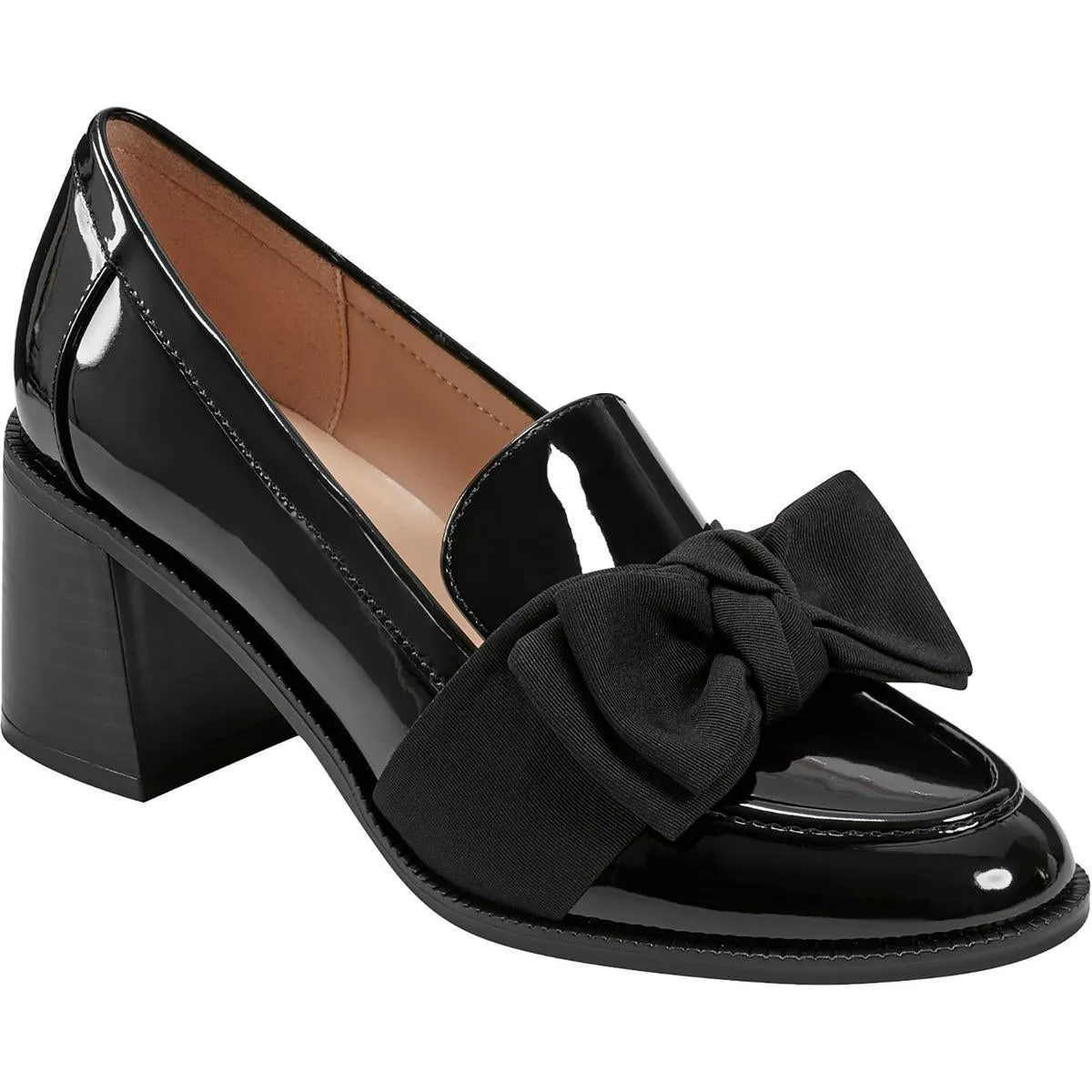Korrar 3 Womens Patent Block Heel Loafer Heels