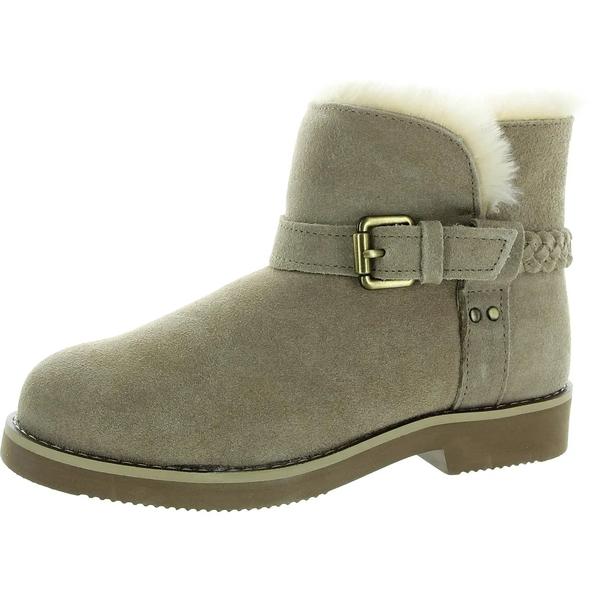 KORRI Womens Faux Suede Buckle Winter & Snow Boots