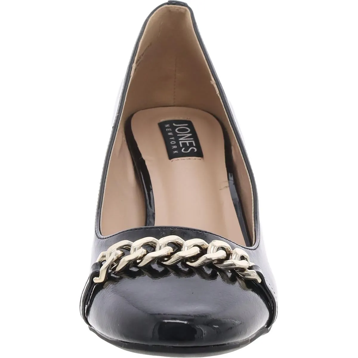 Korsa Womens Patent Chain Block Heels