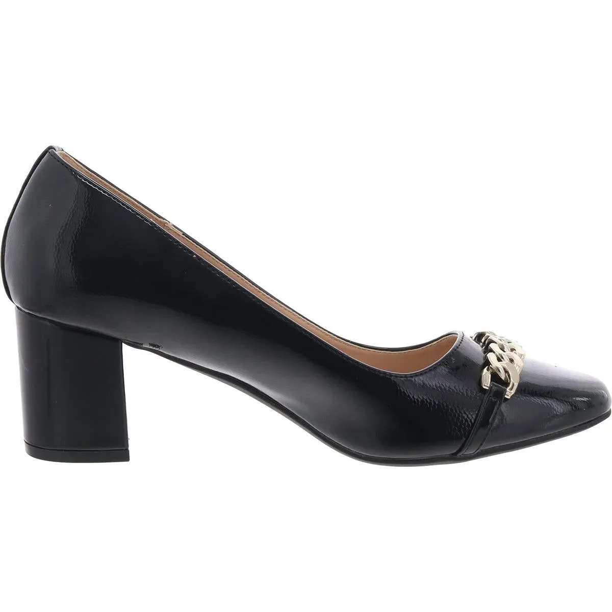 Korsa Womens Patent Chain Block Heels