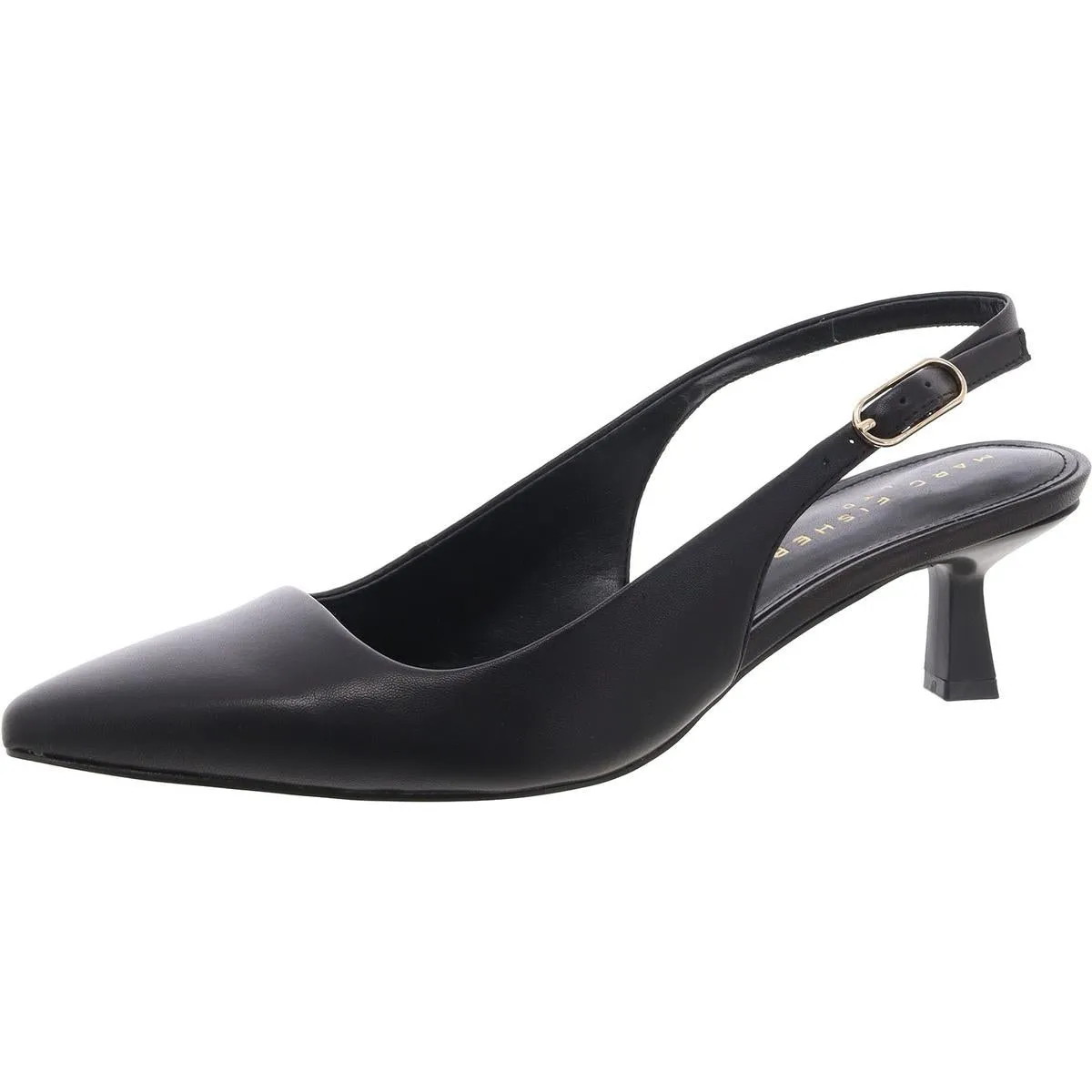 Kory Womens Leather Kitten Slingback Heels