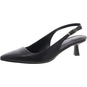 Kory Womens Leather Kitten Slingback Heels