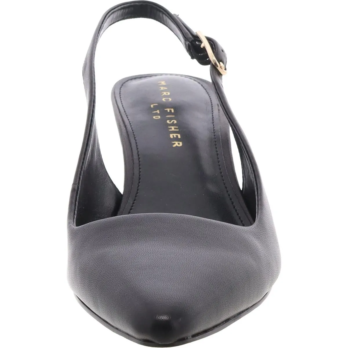 Kory Womens Leather Kitten Slingback Heels