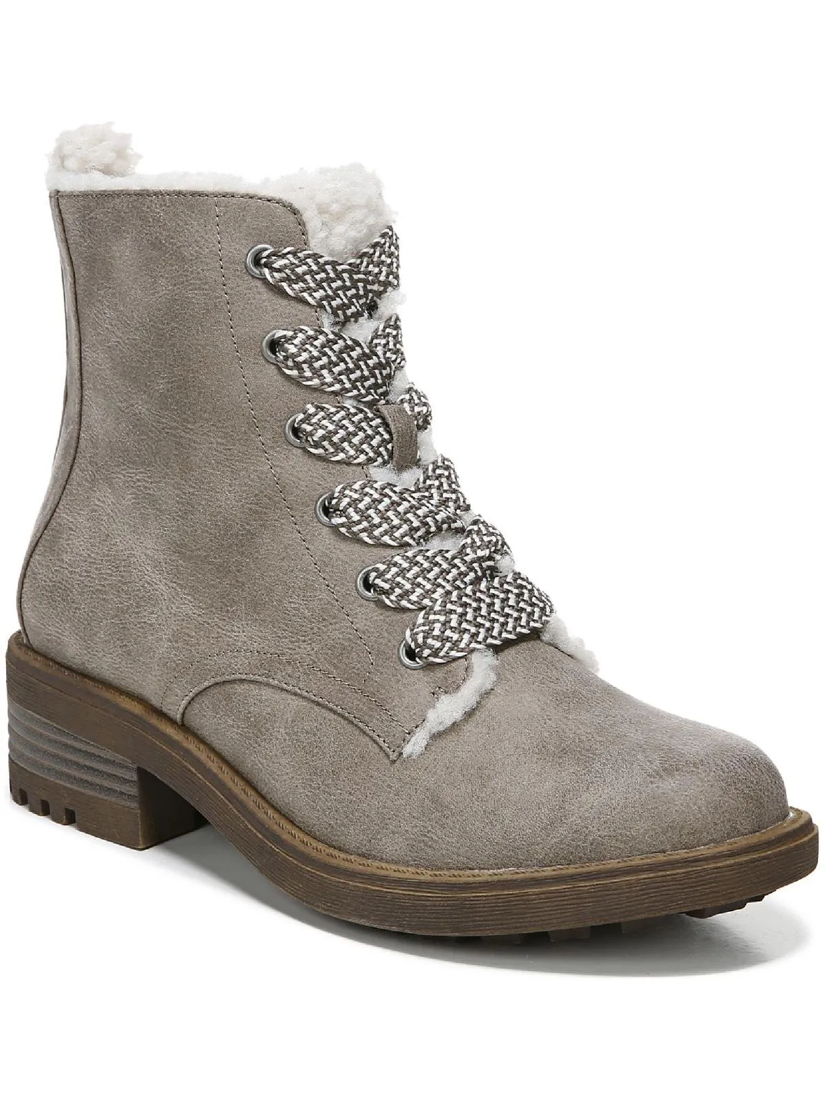 Kunis Cozy Womens Zipper Winter Combat & Lace-up Boots