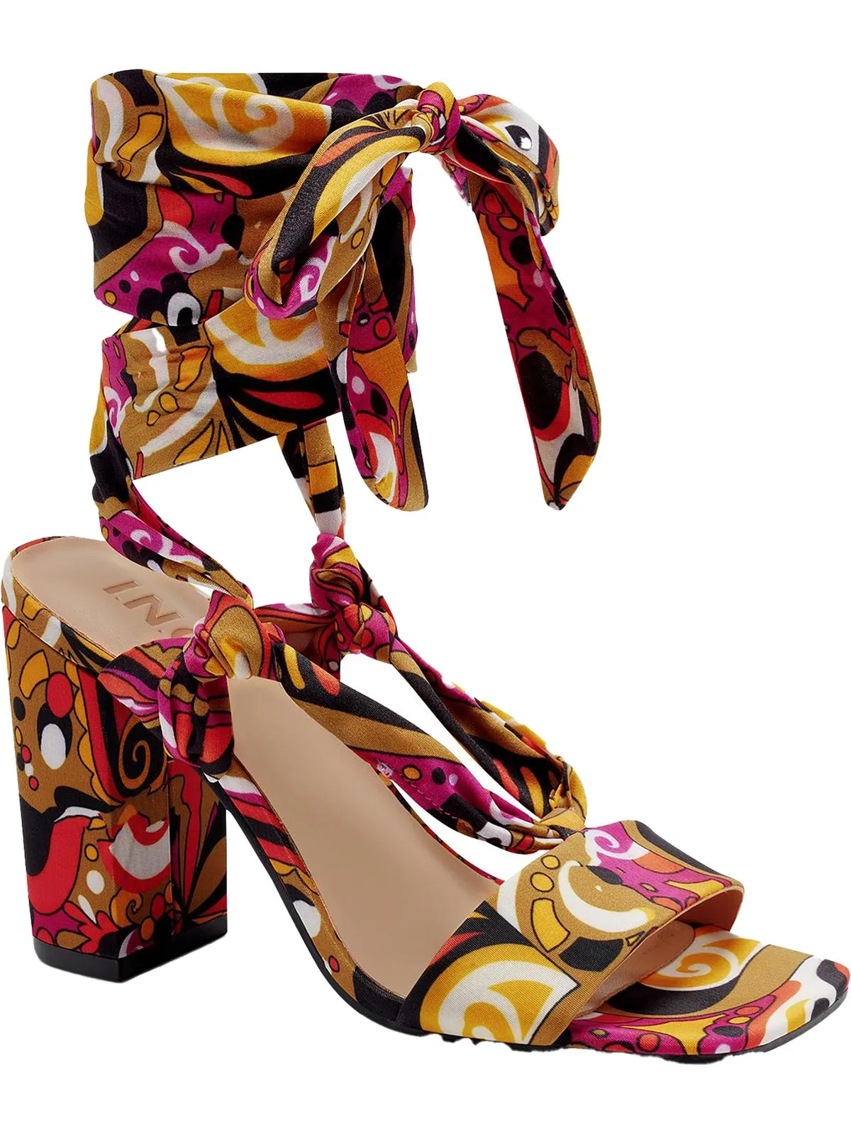 Laeelia Womens Strappy Square Toe Block Heels