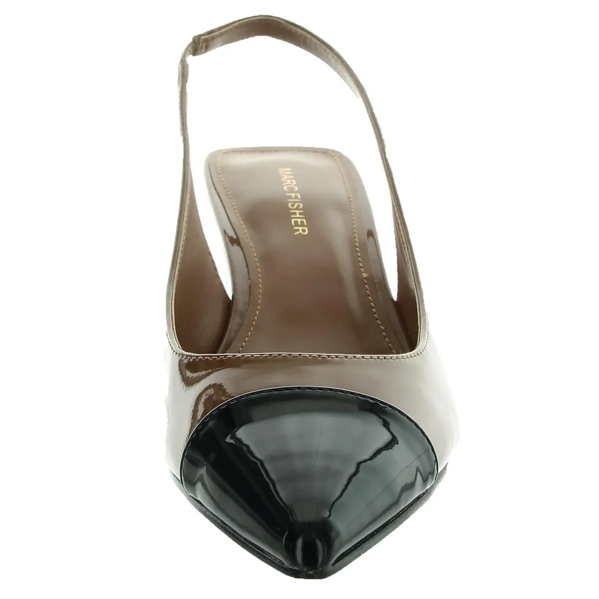 Laglie Womens Toe Cap Patent Slingback Heels