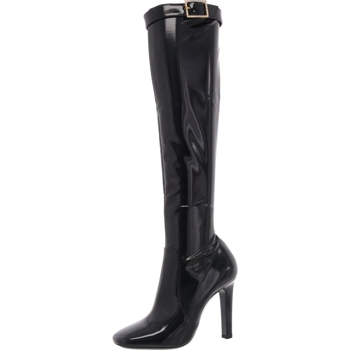 Lala Womens Buckle Patent Leather Knee-High Boots