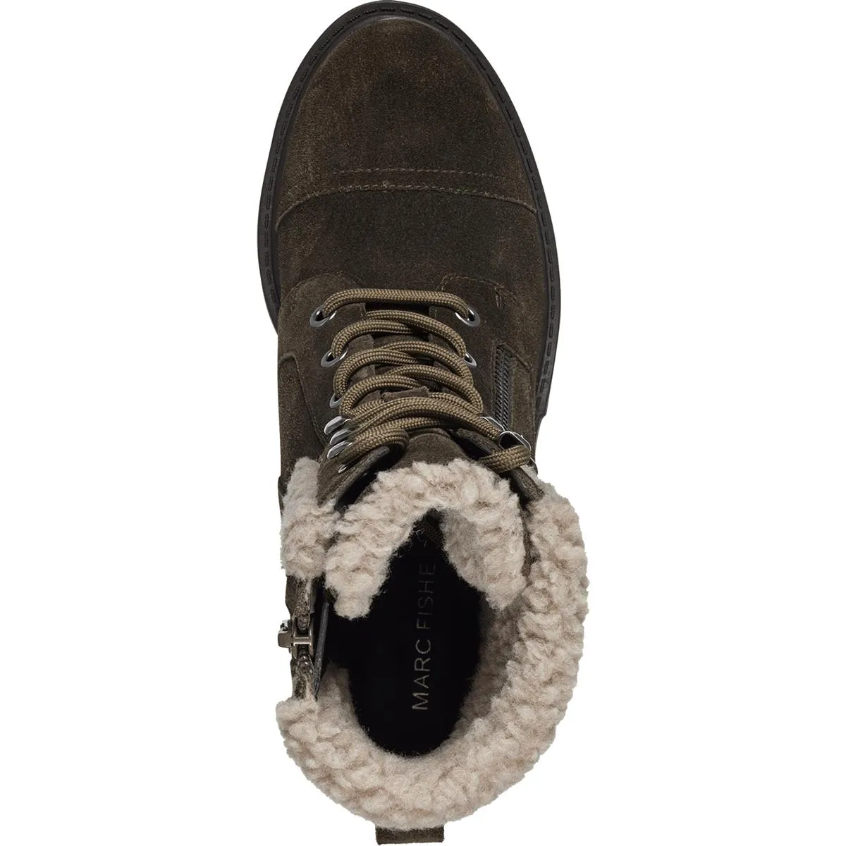 Lansly Womens Faux Fur Lug Sole Lace-Up Boot