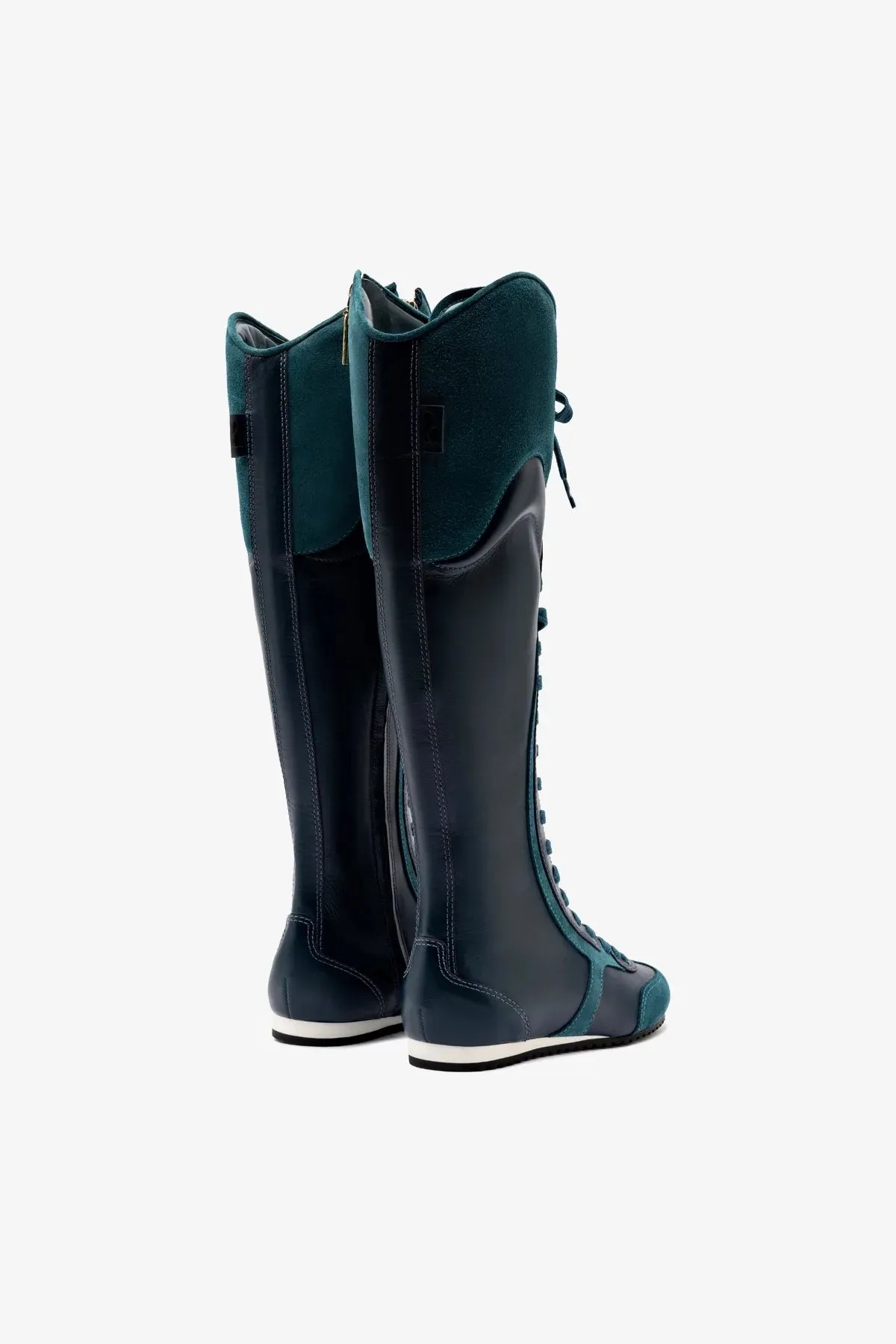 Larroud x Jonathan Cohen Flat Hi Sneaker Boot In Teal Suede