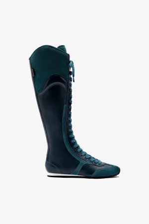 Larroud x Jonathan Cohen Flat Hi Sneaker Boot In Teal Suede