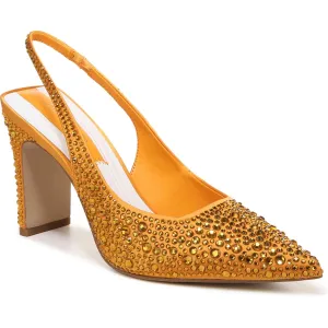 Laverie3 Womens Embellished Satin Slingback Heels