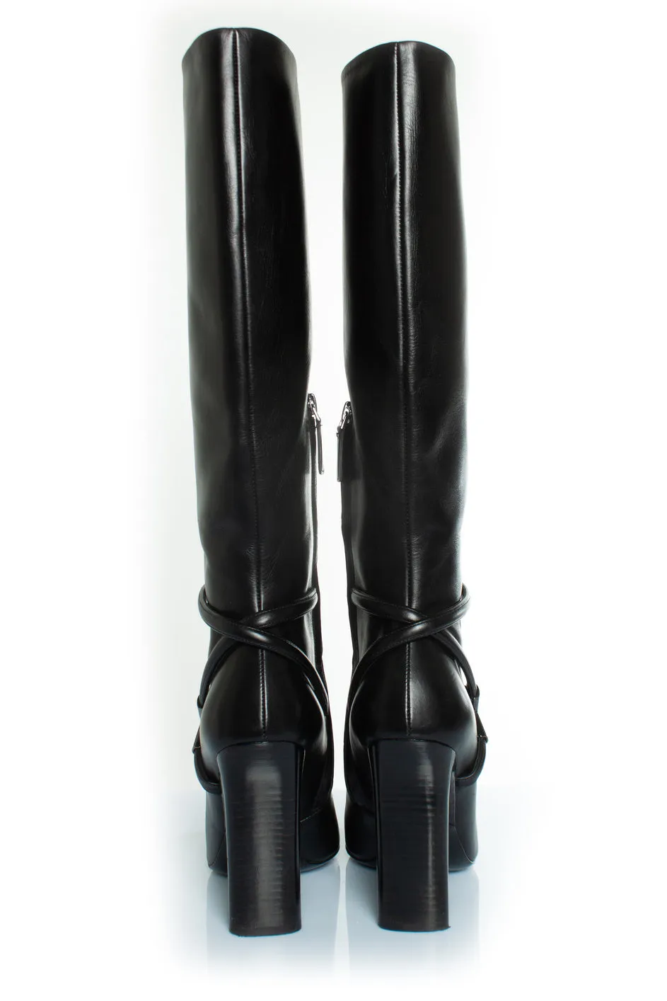 leather boots with T strap