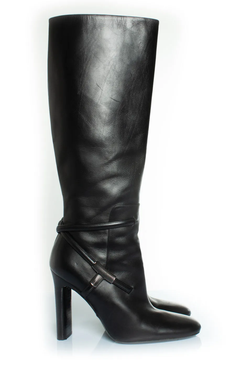 leather boots with T strap