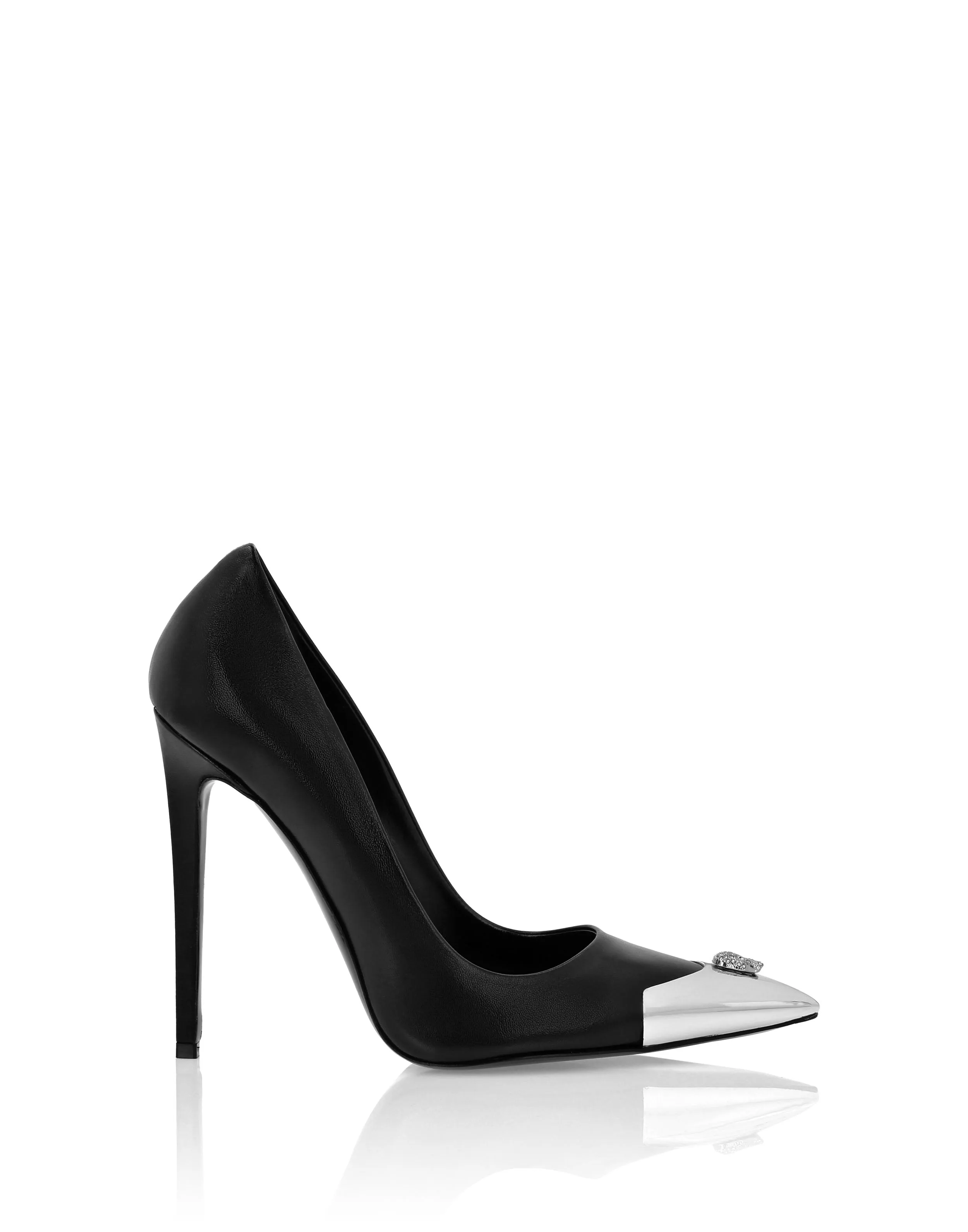 Leather Decollete Hi-Heels Skull strass