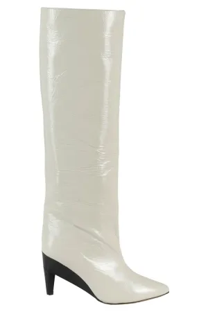 Liesel Thigh-High White Leather Boots