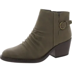 Linnea  Womens Round Toe Block Heel Booties