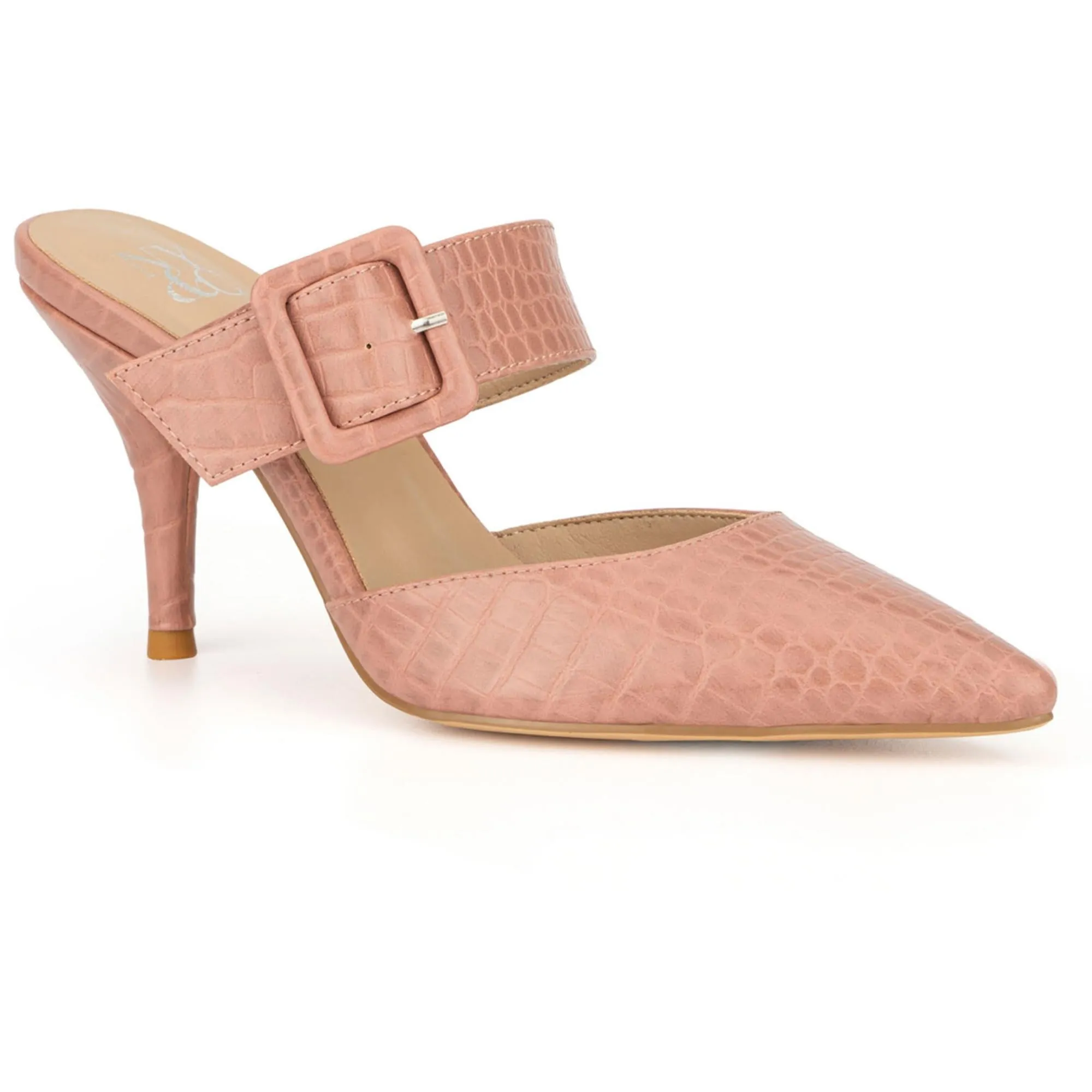 LIV Womens Faux Leather Textured Mules