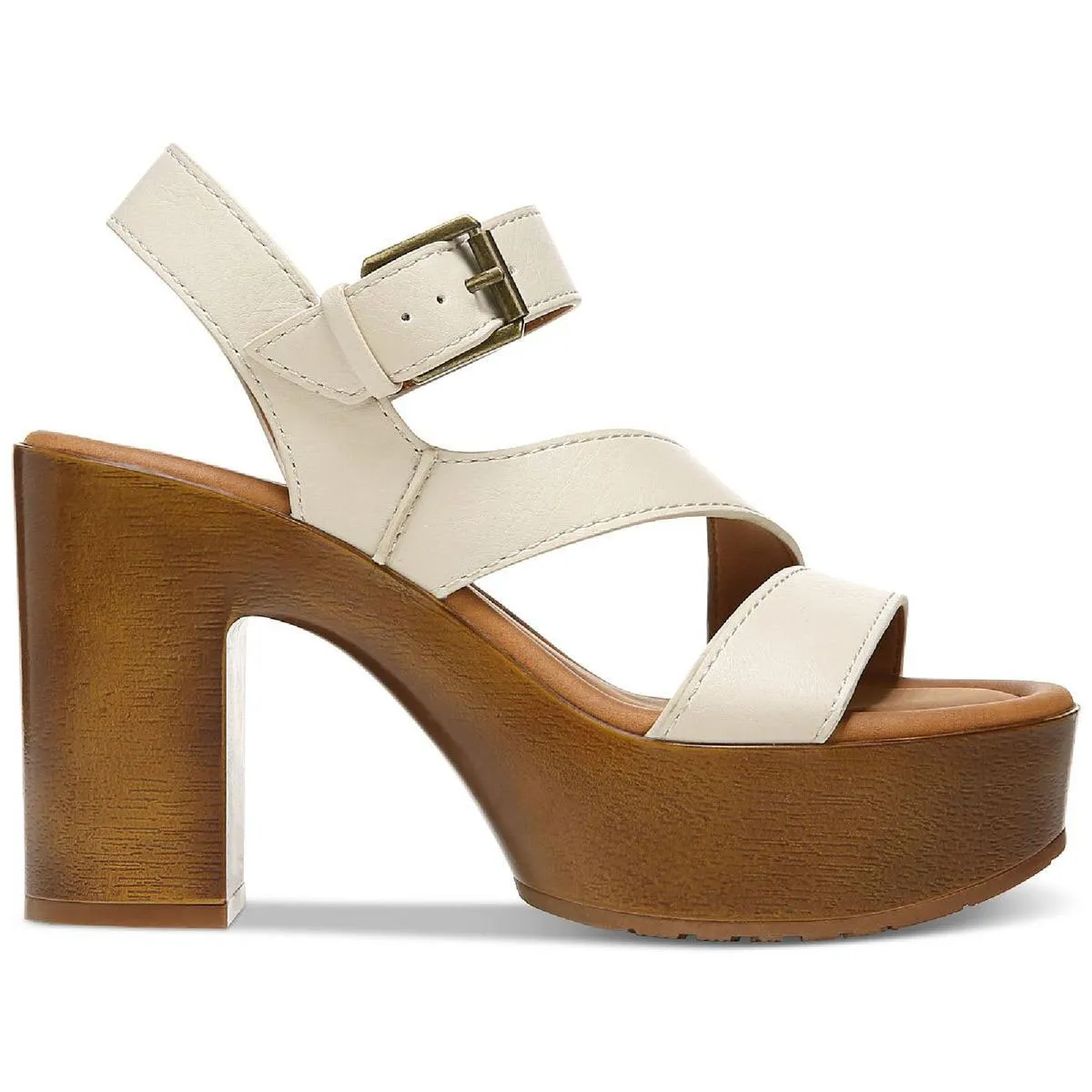 Livia Womens Faux Leather Ankle Strap Heels