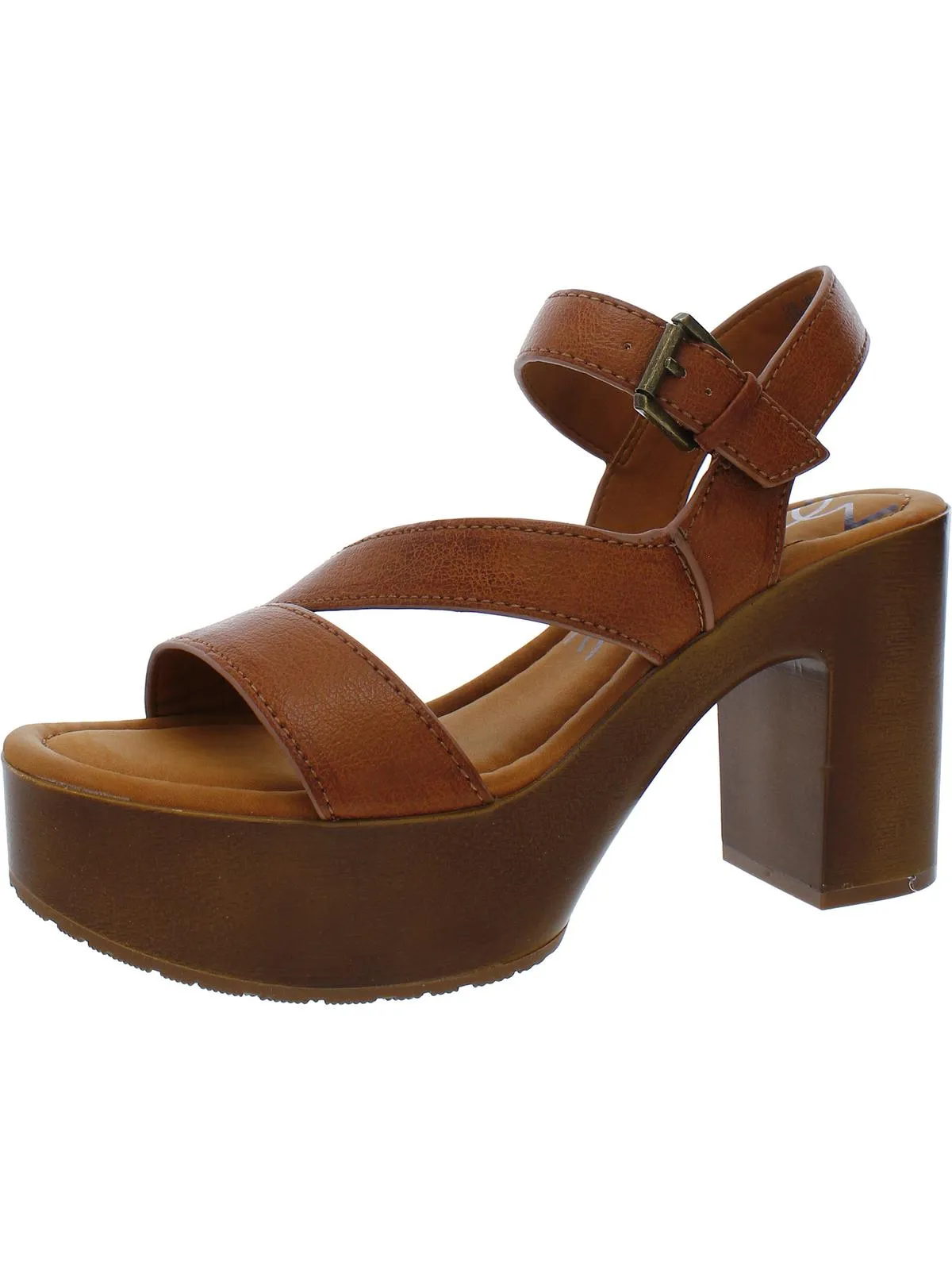 Livia Womens Faux Leather Ankle Strap Heels