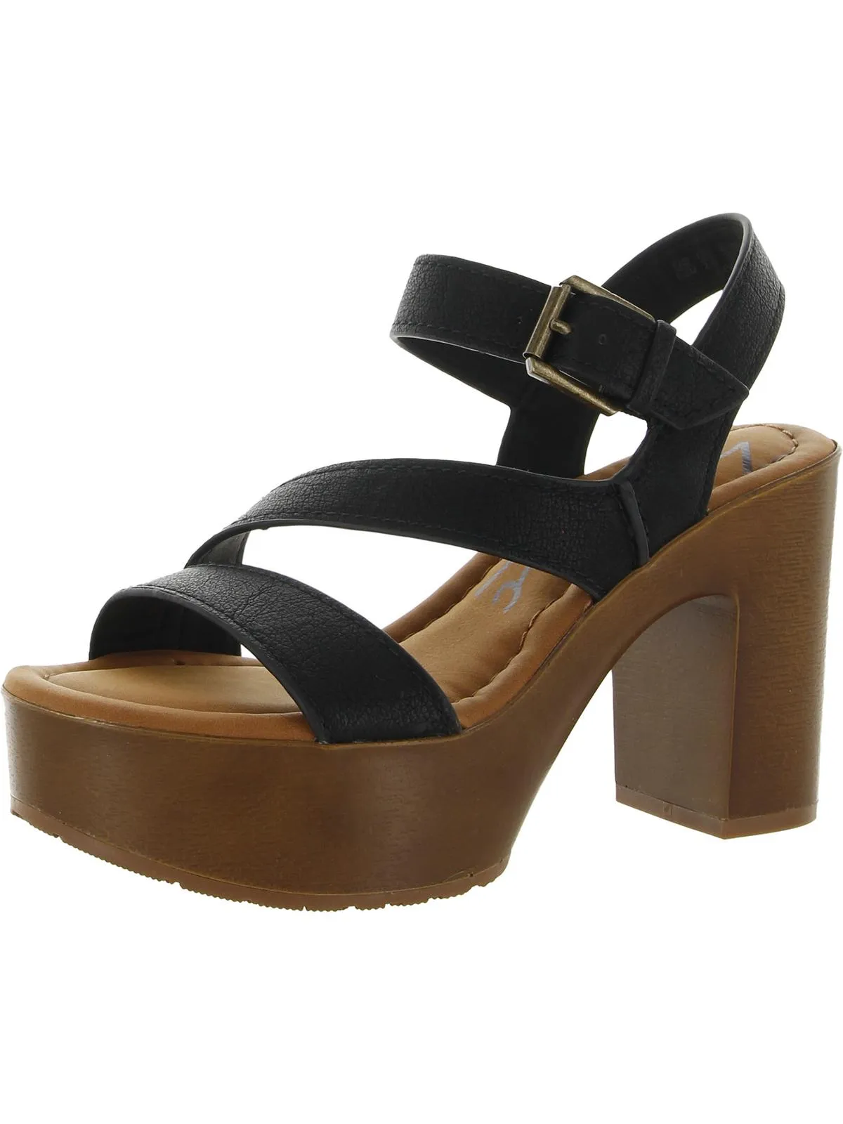 Livia Womens Faux Leather Ankle Strap Heels