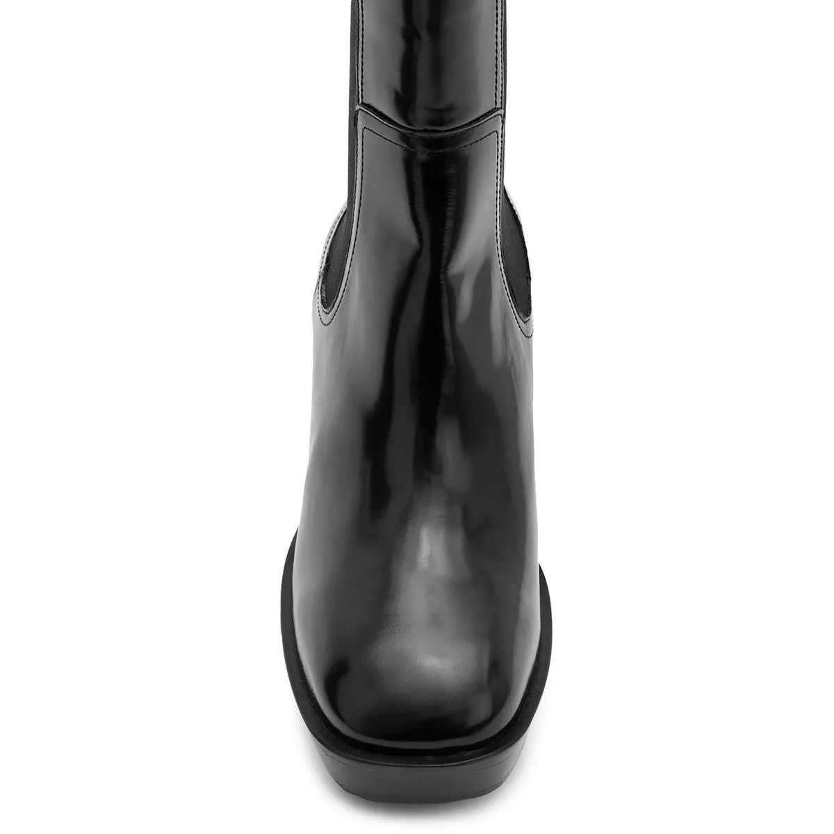 Lottie Womens Block Heel Patent Leather Ankle Boots